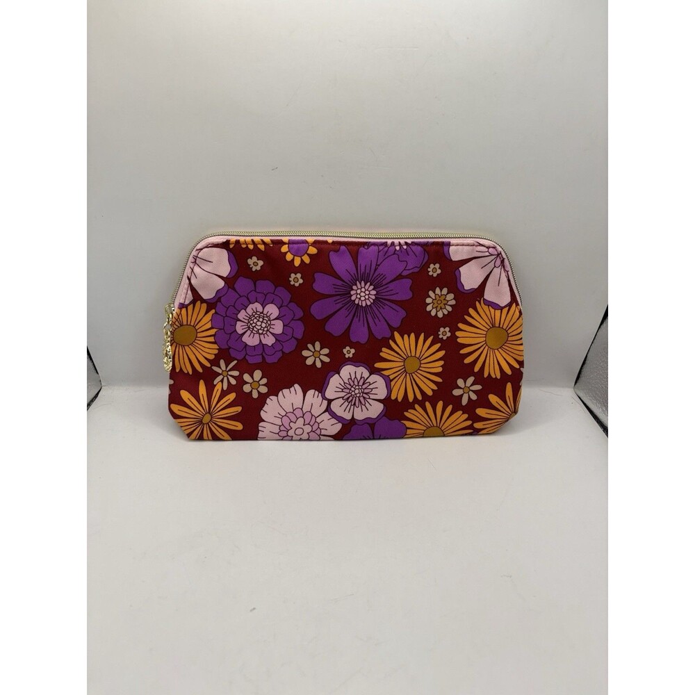 Estee Lauder Zippered Makeup Cosmetic Bag Multi Color Floral/ Geometric  NWOT